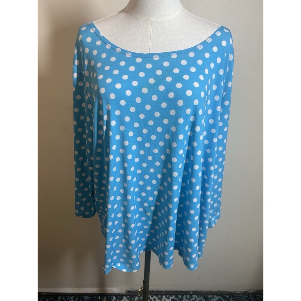 Susan Gravor Women's Pullover Plus 2X Multicolor Polka dot Stretch 298